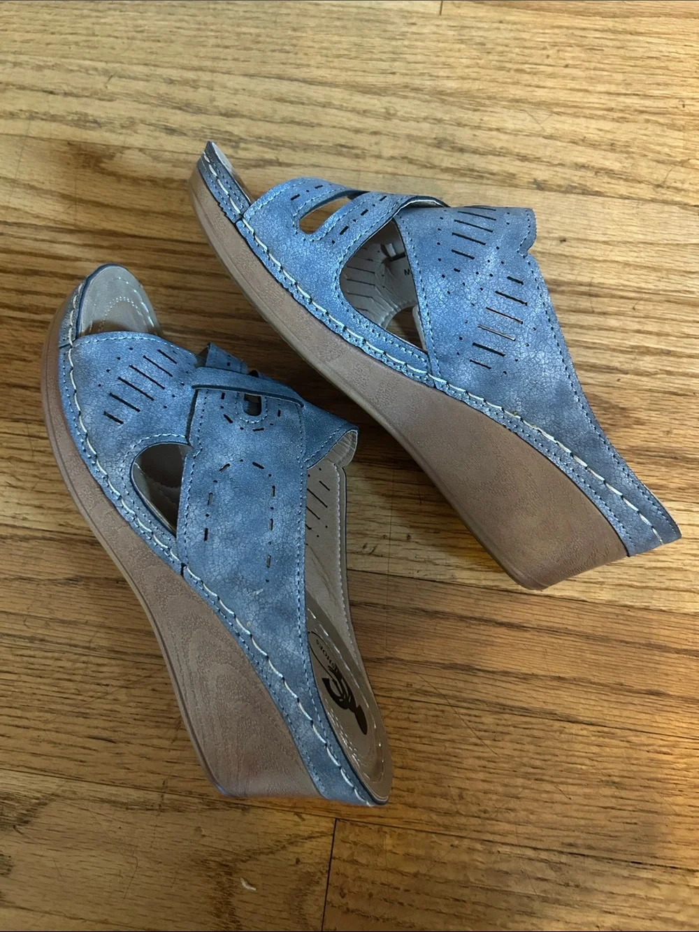 CG blue wedge slip on sandals size 7.5